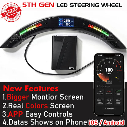 Custom 100% Real Carbon Fiber Leather Alcantara LED Performance Display Car Steering Wheel Fit for Fiat Abarth 595 595C 695