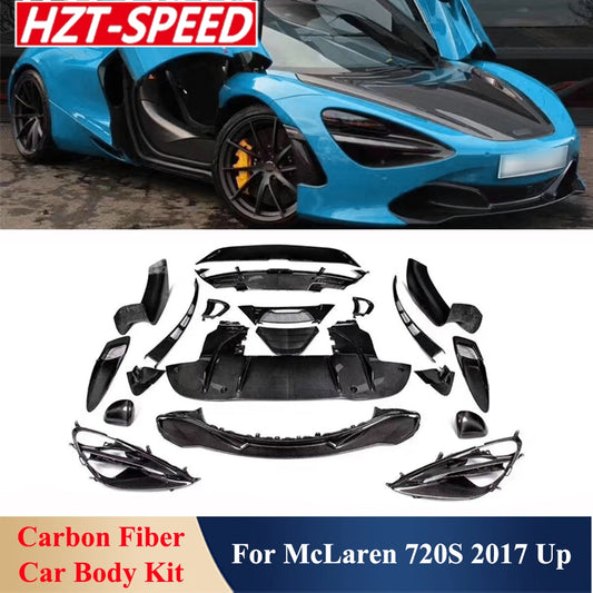 A Full Set Carbon Fiber Car Body Kit Front and Rear Bumper Diffuser Hood Side Skirts Spoiler For McLaren 720S 2017+