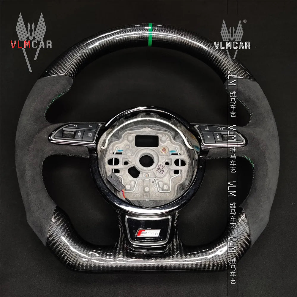 VLMCAR Carbon Fiber Steering Wheel Compatible For For Audi A1 A6 A7 Hand Made LED Performance Private Customization Car Handle