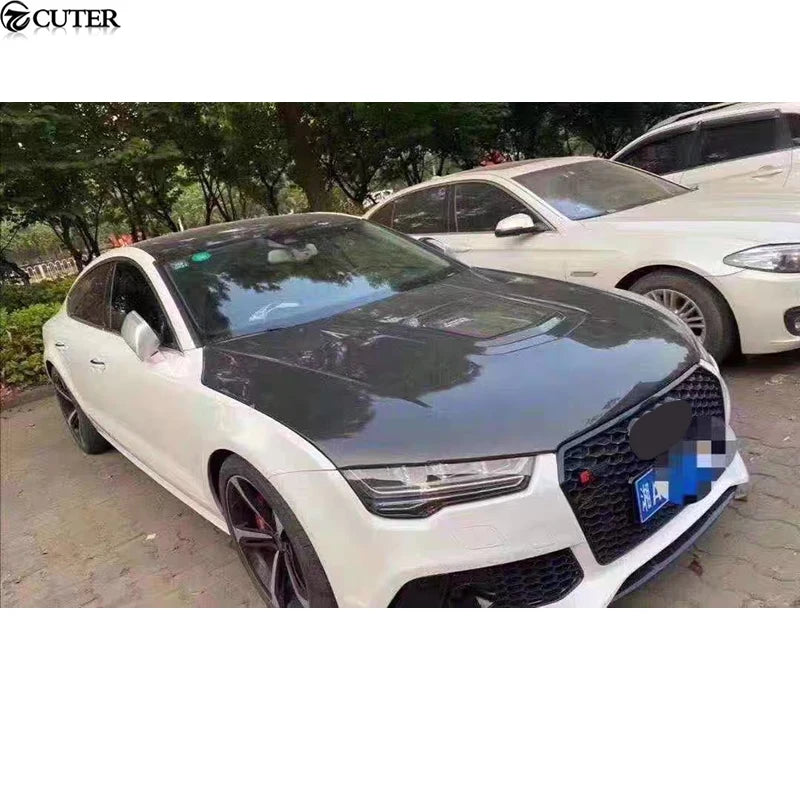 A6 C7 S6 Rs6 A7 S7 RS7 Transparent Carbon Fiber FRP Engine Hood Bonnet for Audi A6 A7 C7 Car Body kit