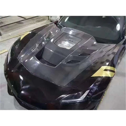 For Chevy corvette C7 Z06 Carbon Fiber Hood Engine Cover Hood Car Headliner Hood Cover 2014-2019 Upgrade body kit