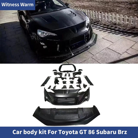 For Toyota GT86 Subaru BRZ FRP Carbon Fiber Wide BodyKit Front Bumper Lip Rear diffuser Spoiler Wings Side Skirts Fender V style