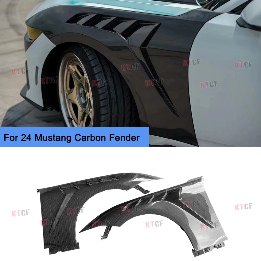 For New 2024 Ford Mustang Front Fender GTD Style Fender 2 Pcs Real Carbon Fiber Diffuser Car Tuning Accsesories Body Kit