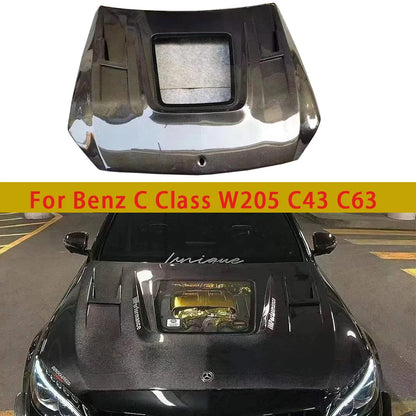 For Mercedes Benz C Class AMG W205 C43 C63 Carbon Fiber Hood Engine Cover Hood Car Headliner Hood Cover Car Accessories body kit