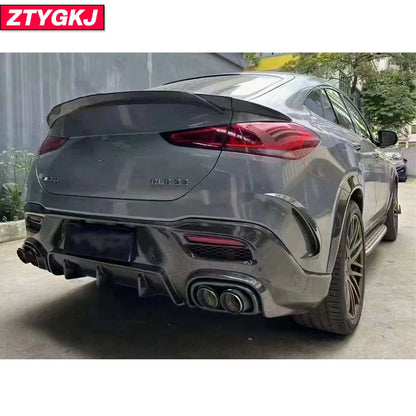 B Style Carbon Fiber Front Lip Rear Bumper Diffuser Spoiler With Trims For Mercedes Benz X167 GLE63 GLE450 Coupe 2020 Up