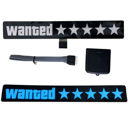 Wanted 5 Star Car Windshield Glow Panel Electric Marker Lamp Blue LED Decoration Light Sticker Flashing Lights