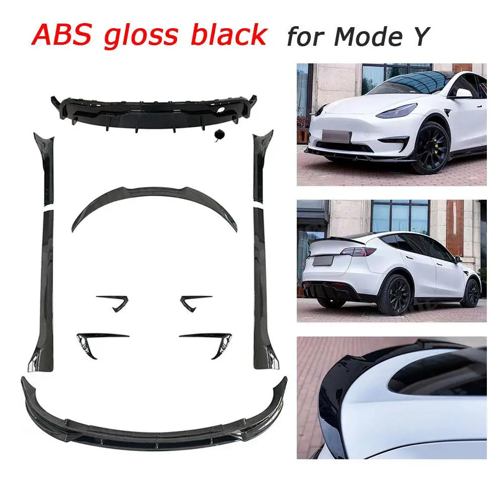 Carbon Fiber ABS Front Bumper Lip Rear Diffuser Side Skirts Rear Spoiler Body Kits for Tesla Model Y body kit Car Accessorise