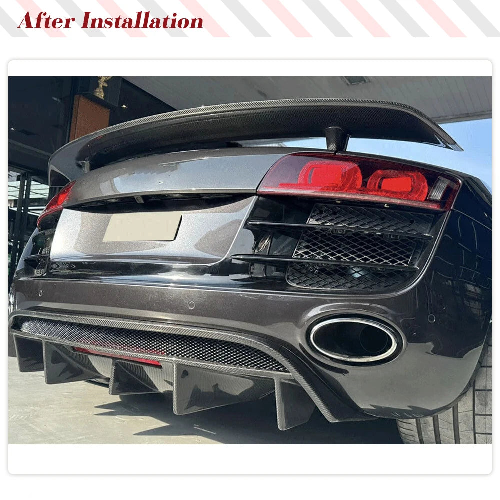 Carbon Fiber Rear Diffuser fits for Audi R8 V8 V10 2-Door 2008-2015 Lower Lip Spoiler Valance Protector Body Kits Factory Outlet