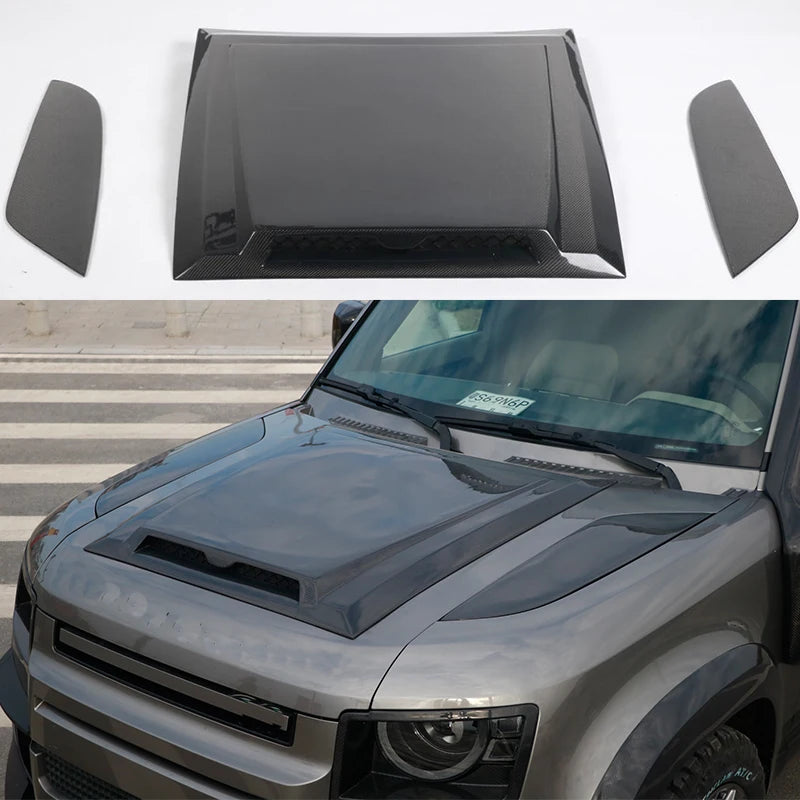 Real Carbon Fiber Car Bodi Kit Front Engine cover Hood Decorate for Land Rover Defender 2020-2022