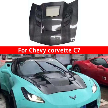 For Chevy corvette C7 Z06 Carbon Fiber Hood Engine Cover Hood Car Headliner Hood Cover 2014-2019 Upgrade body kit