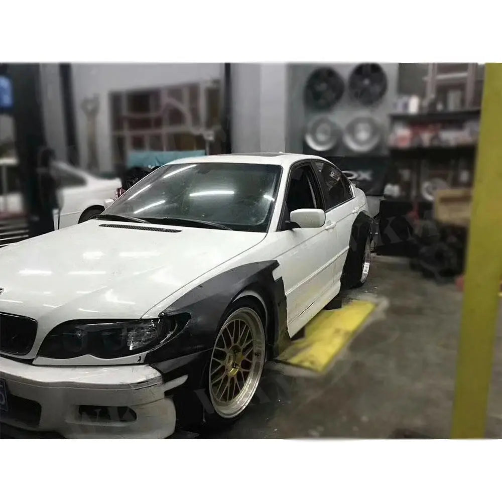 Car Wide Body Kit Door FRP Body kits Cover Front Lip Rear Fender Trunk Spoiler For BMW E46 Sedan