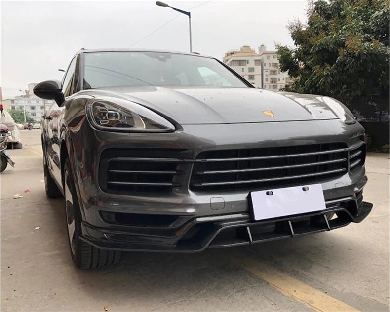 REAL CARBON FIBER Front Lip Rear Diffuser Body Side Skirt Kit Trunk Spoiler For Porsche Cayenne 2018 2019 2020 2021 2022 2023