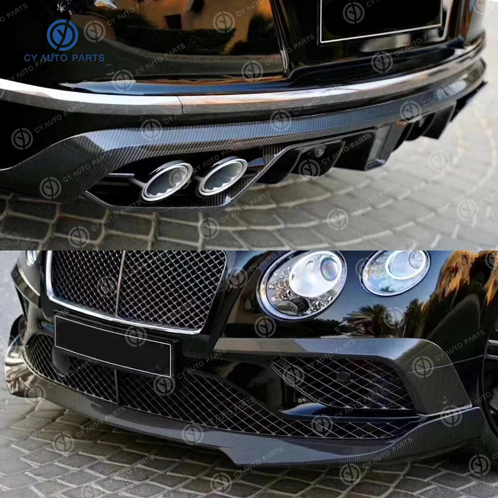 Carbon Fiber ST Style Front Bumper Lip Rear Diffuser Side Skirts Spoiler Body Kit For Bentley Continental GT