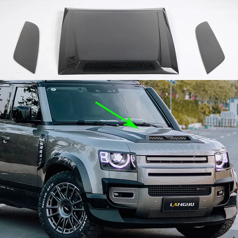 Real Carbon Fiber Car Bodi Kit Front Engine cover Hood Decorate for Land Rover Defender 2020-2022