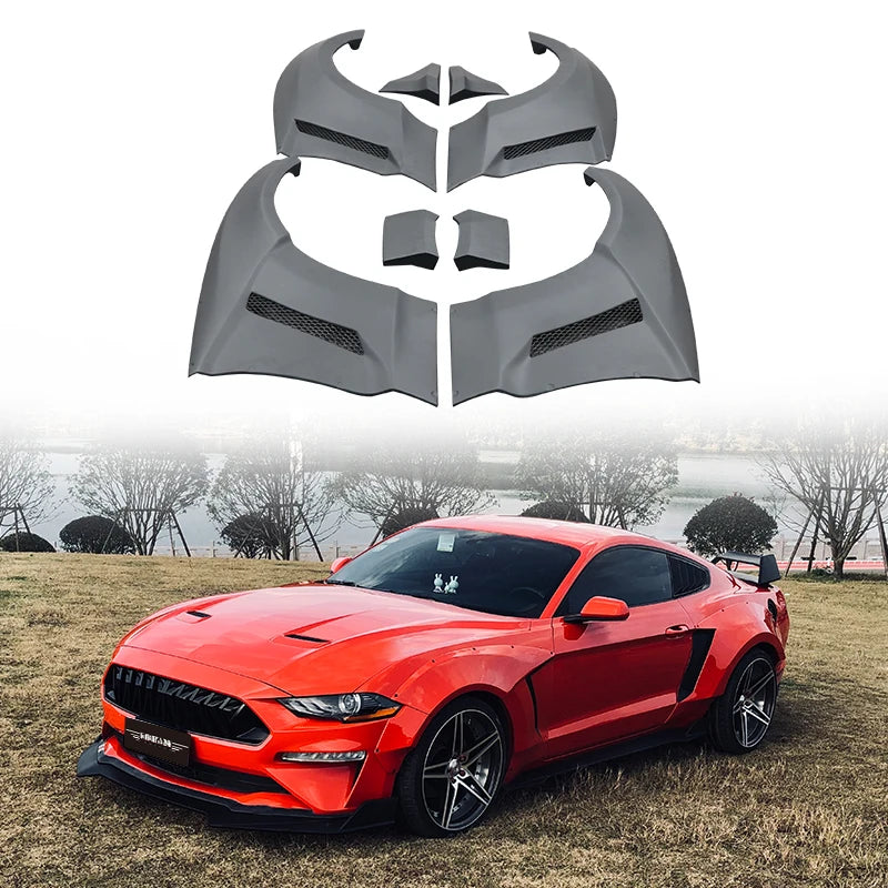 Wide Body Kit For Ford Mustang 2015-2023 Side Fenders Wheel Eyebrow GTSS Style 8-Piece Set FRP material car external Body Kit