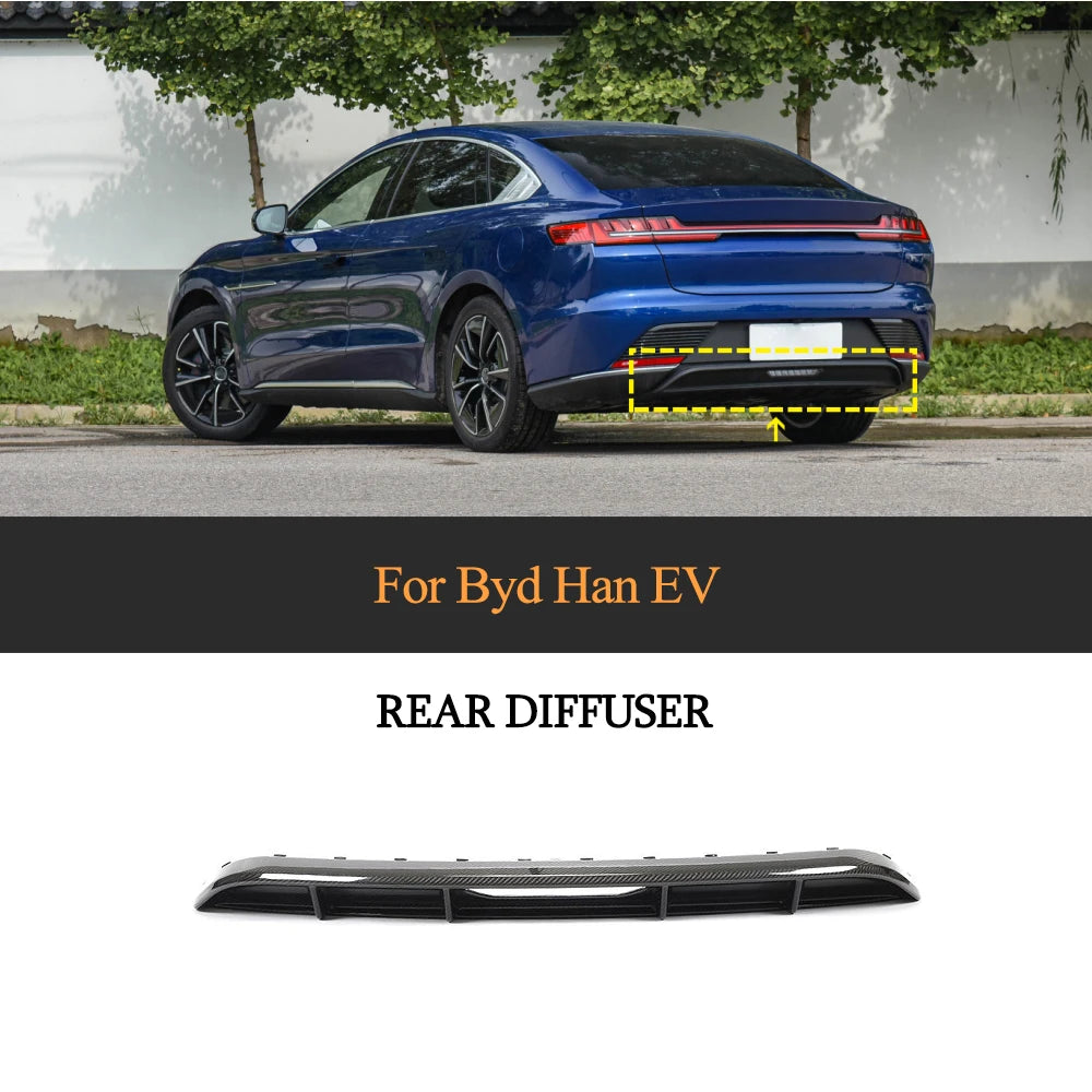 For BYD Han E-SEED GT 2020-2021 Dry Carbon Rear Bumper Diffuser Spoiler Body Kit Splitter Cover Trim Car Accessories Upgrade