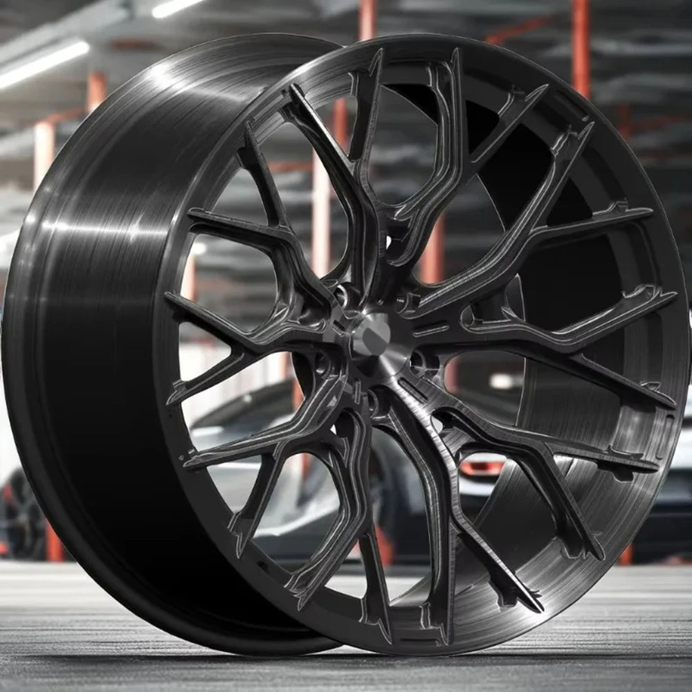 High Performance 17-20 Inch Forged Alloy Wheels Brushed Black  PCD Multi- Spoke Design for Cars New Condition