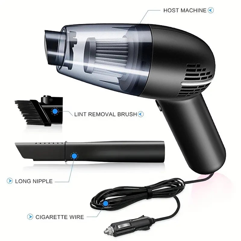 Car Vacuum Cleaner Portable Wet & Dry – Powerful Handheld Mini Vacuum with High Suction (12V, 120W) for Car Cleaning