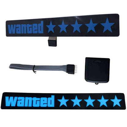 Wanted 5 Star Car Windshield Glow Panel Electric Marker Lamp Blue LED Decoration Light Sticker Flashing Lights