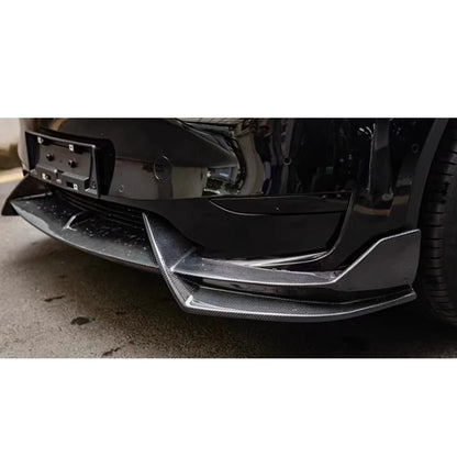 For Tesla Model Y  AD style Carbon Fiber Car Front Bumper Diverter Spoiler Diffuser Front lip chin L Style upgraded body kit