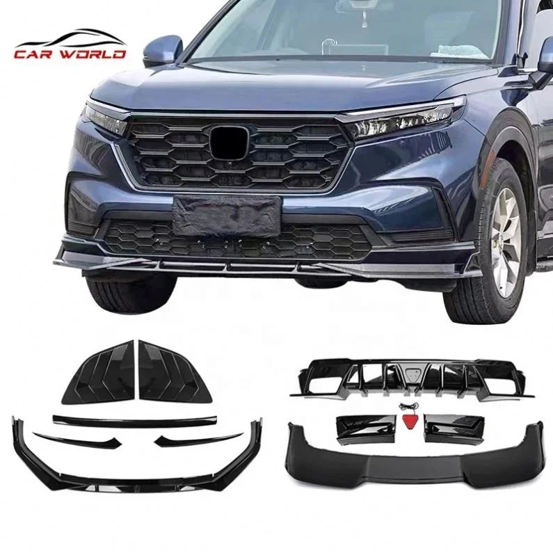 Carworld Car Body kit For Honda CRV 2023 Front Bumper Lip Rear Lip Spoiler 2021CR-V Car Body Kit PP Plastic Material Gloss Black