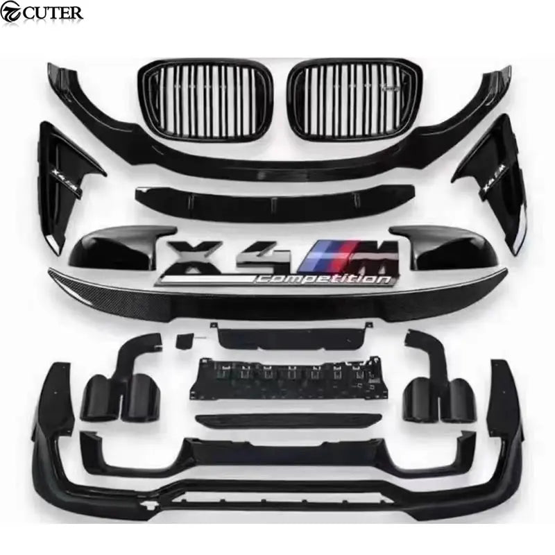 G02 X4 X4M Competition style ABS Front Lip Splitter grills rear diffuser Rear spoiler Mirror Cover for BMW G02 X4 Car Body Kit