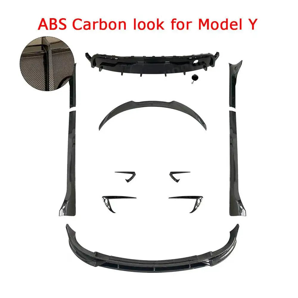 Carbon Fiber ABS Front Bumper Lip Rear Diffuser Side Skirts Rear Spoiler Body Kits for Tesla Model Y body kit Car Accessorise