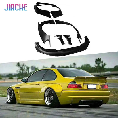 Car Wide Body Kits For BMW E46 FRP Fiber Glass Bodykit Cover Front Lip Rear Fender Trunk Spoiler Rocket Bunny Parts Car Styling