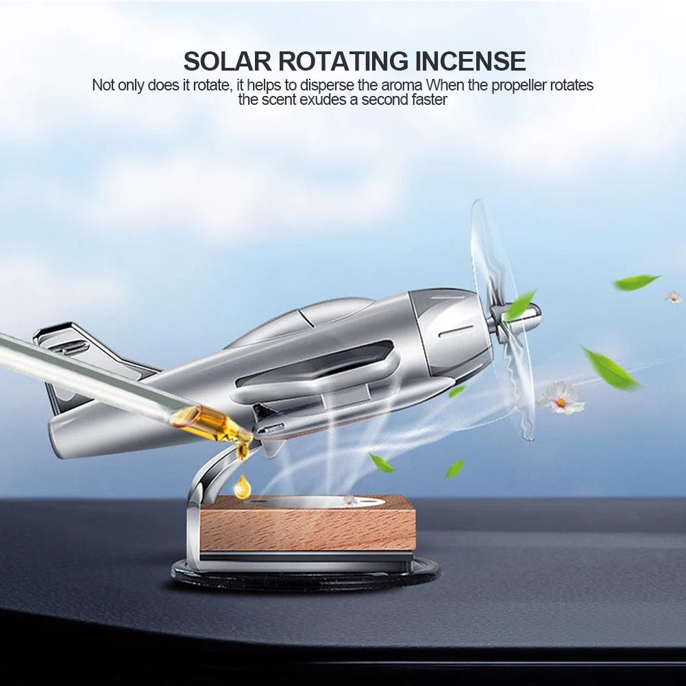 Car Perfume Solar Rotating Mini Aircraft – Air Freshener & Odor Eliminator Car Decorative Accessory